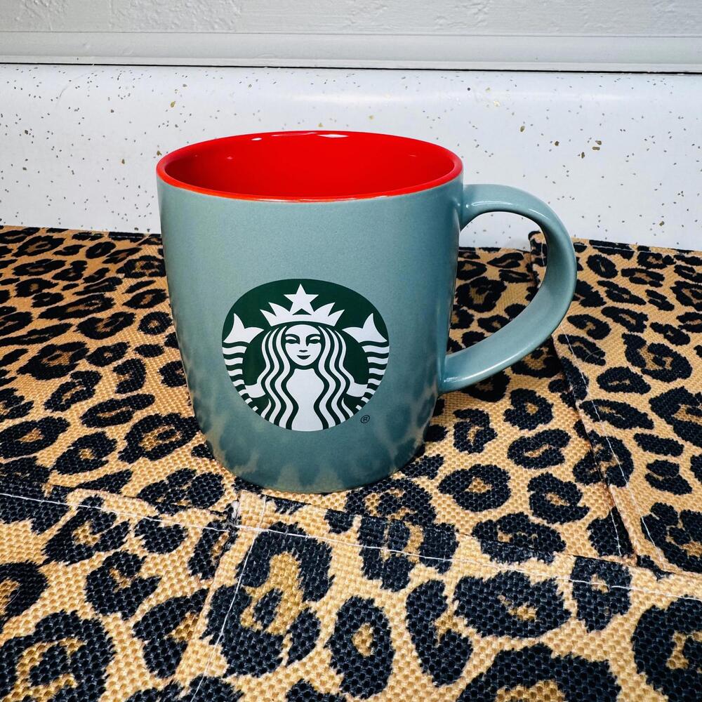 Starbucks Holiday 2025 Ceramic Coffee Mug Green Exterior with Red Interior